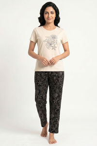 Zivame Knit Cotton Pyjama Set - Black Beauty — thumbnail 4